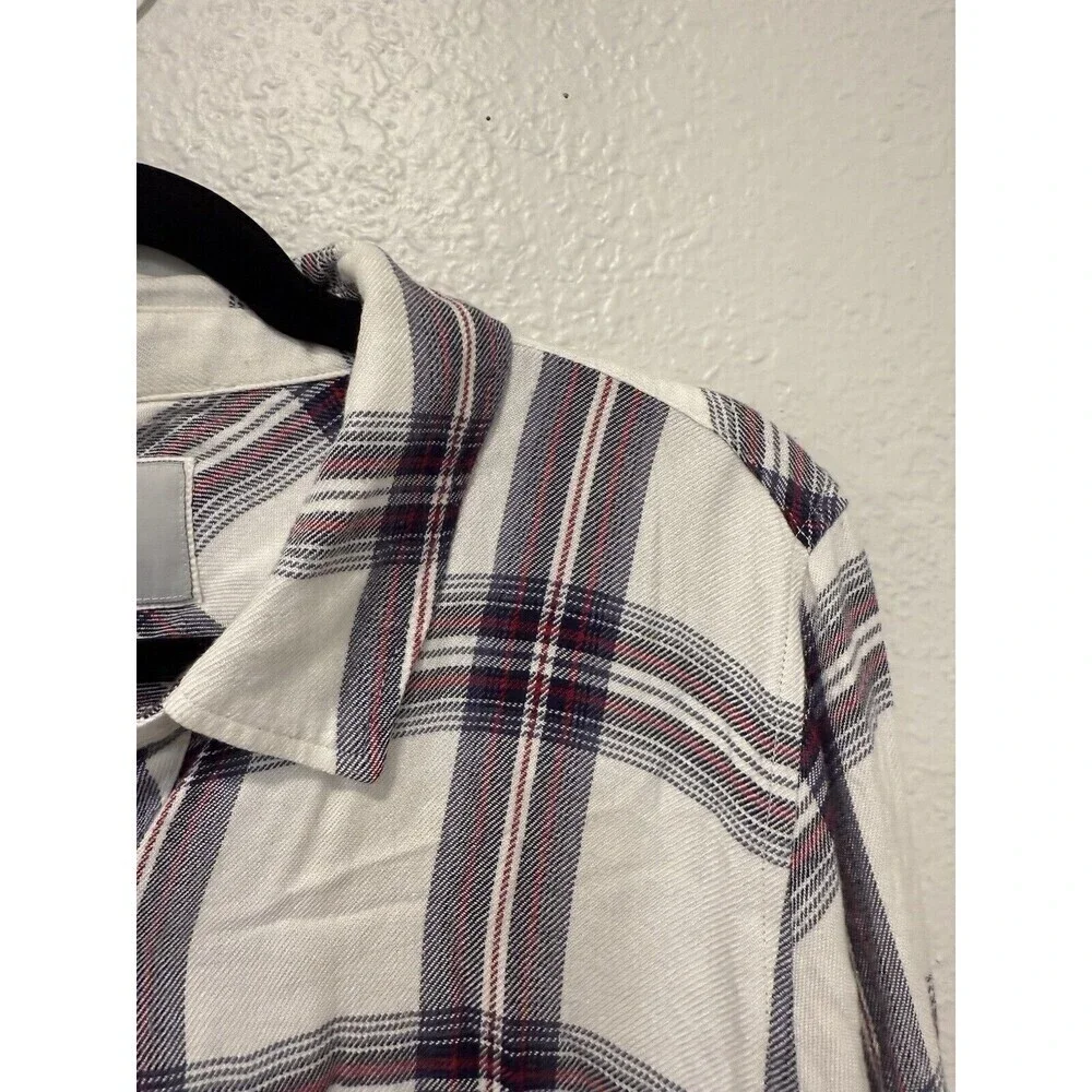 Rails Hunter Plaid Long Sleeve Button Down Top White Red Navy Medium Super Soft